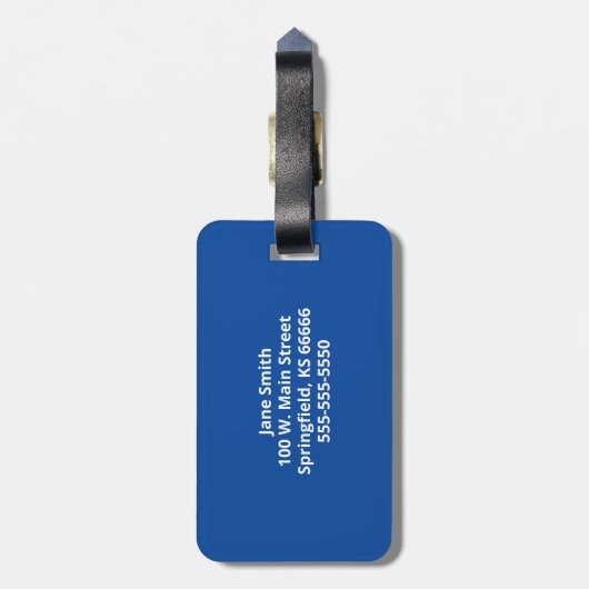 Royal Blue gepersonaliseerd Initiaal Bagagelabel (Achterkant verticaal)