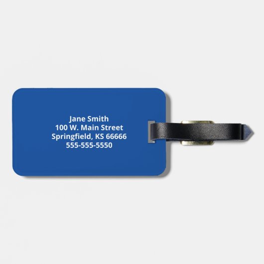 Royal Blue gepersonaliseerd Initiaal Bagagelabel (Achterkant horizontaal)