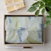 Royal Blue Gepersonaliseerd Tekst op White Roses F Tissuepapier (Geschenk)
