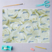 Royal Blue Gepersonaliseerd Tekst op White Roses F Tissuepapier (Craft)