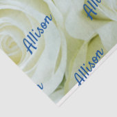 Royal Blue Gepersonaliseerd Tekst op White Roses F Tissuepapier (Detail)