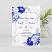 Royal Blue gepersonaliseerde verrassing bruiloft d Kaart (Staand voorkant)