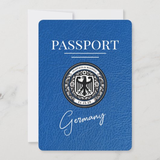 Royal Blue Germany Passport Bewaar de datum Save The Date (Voorkant)