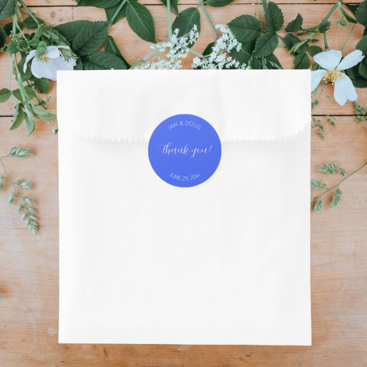 Royal Blue gestileerde bruiloft dank u Ronde Sticker