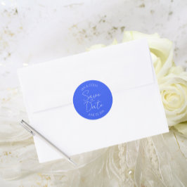 Royal Blue gestileerde bruiloft Save the Date Ronde Sticker