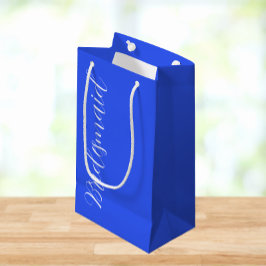 Royal Blue gestileerde script bruiloft bruidsmeisj Klein Cadeauzakje