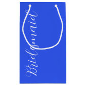Royal Blue gestileerde script bruiloft bruidsmeisj Klein Cadeauzakje (Achterkant)
