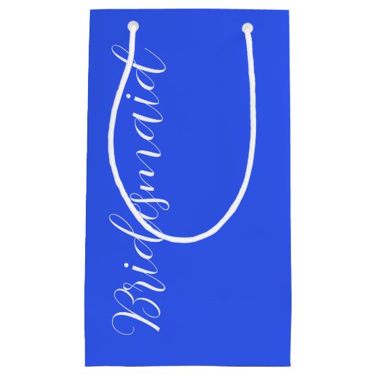 Royal Blue gestileerde script bruiloft bruidsmeisj Klein Cadeauzakje (Voorkant)