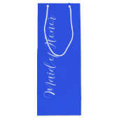 Royal Blue gestileerde script Maid of Honor Wijn Cadeautas (Achterkant)