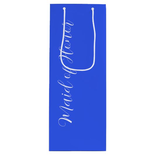 Royal Blue gestileerde script Maid of Honor Wijn Cadeautas (Voorkant)