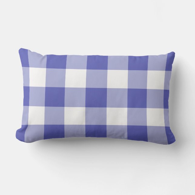 Royal Blue Gingham Pattern Buitenkussen (Voorkant)