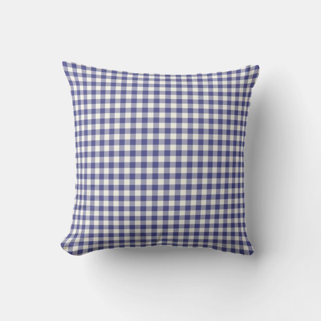 Royal Blue Gingham Pattern Kussens (Voorkant)