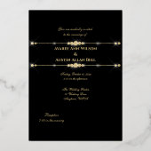 Royal Blue Glam Rozen en Black and Gold Folie Uitnodiging (Achterkant)