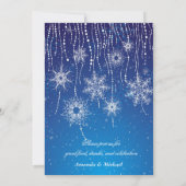 Royal Blue Glam Snowflakes Winter Dinner Party Kaart (Achterkant)