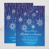 Royal Blue Glam Snowflakes Winter Dinner Party Kaart (Voorkant / Achterkant)