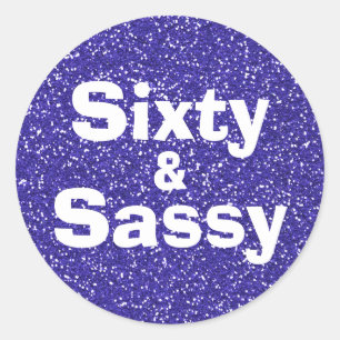 Royal Blue Glitter 60 en Sassy 60th Birthday Ronde Sticker