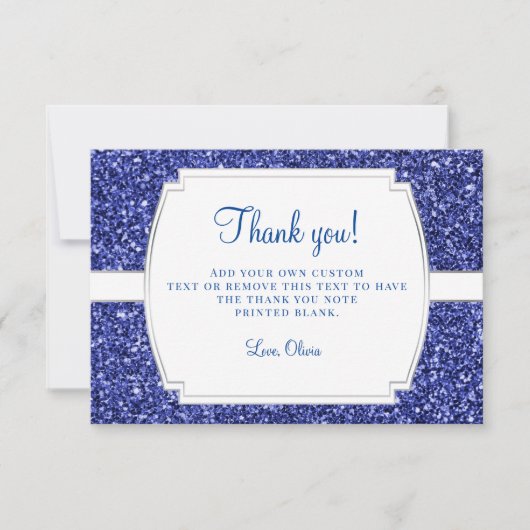 Royal Blue Glitter - Bedankt kaarten (Voorkant)