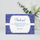 Royal Blue Glitter - Bedankt kaarten (Staand voorkant)