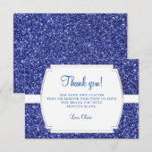 Royal Blue Glitter - Bedankt kaarten (Voorkant / Achterkant)