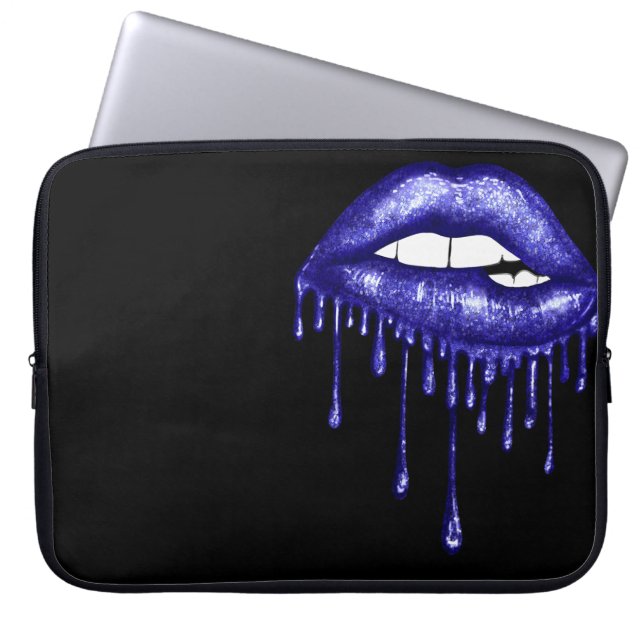ROYAL BLUE GLITTER DRIPPELS LAPTOP SLEEVE (Voorkant)