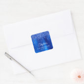 Royal Blue Glitter Drips en Folie 21e Verjaardag Vierkante Sticker (Envelop)