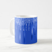 Royal Blue Glitter Drips Koffiemok (Voorkant links)