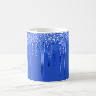 Royal Blue Glitter Drips Koffiemok