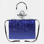 Royal Blue Glitter druppels gepersonaliseerd Schor Schort (Voorkant)