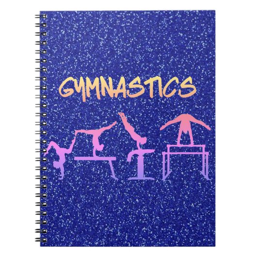 Royal Blue Glitter Gymnastics Notitieboek (Voorkant)