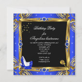 Royal Blue Glitter High Hiel Shoes Gold Black Kaart (Achterkant)