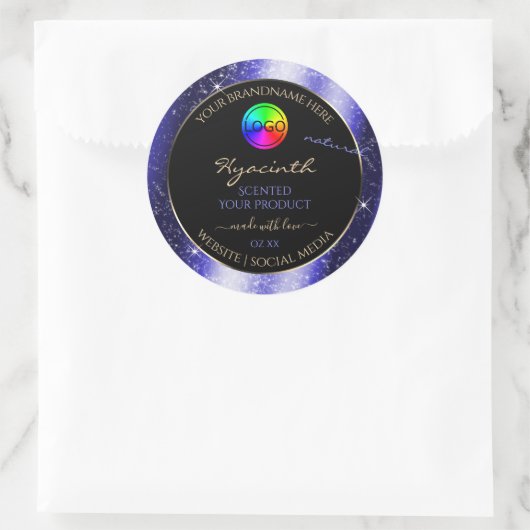 Royal Blue Glitter Lijst Productlabel met Logo Ronde Sticker (Tas)