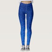 Royal Blue Glitter Navy Galaxy Sparkles Yoga Leggings (Voorkant)