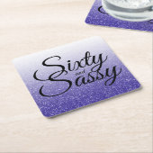 Royal Blue Glitter Ombre 60 Sassy 60th Birthday Kartonnen Onderzetters (Schuin)