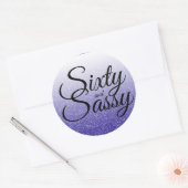 Royal Blue Glitter Ombre 60 Sassy 60th Birthday Ronde Sticker (Envelop)