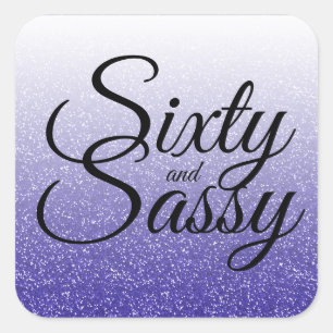 Royal Blue Glitter Ombre 60 Sassy 60th Birthday Vierkante Sticker