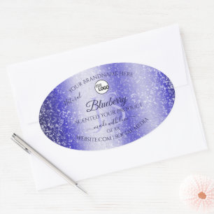 Royal Blue Glitter Product Labels Monogram Logo
