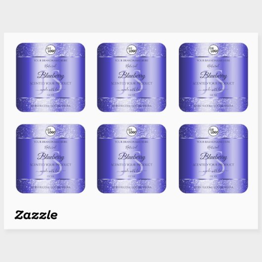 Royal Blue Glitter Product Labels Monogram Logo (Vel)
