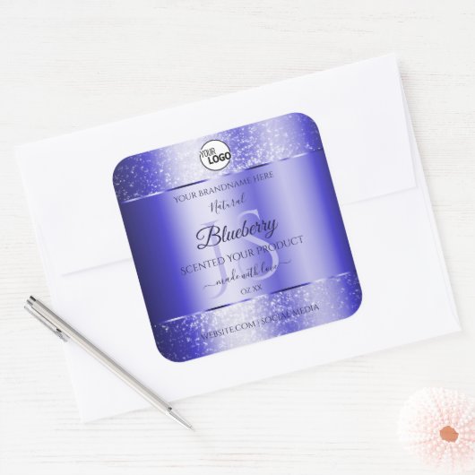 Royal Blue Glitter Product Labels Monogram Logo (Envelop)