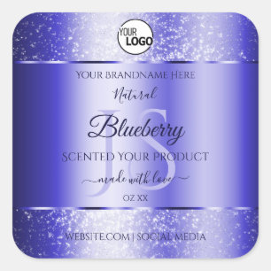 Royal Blue Glitter Product Labels Monogram Logo