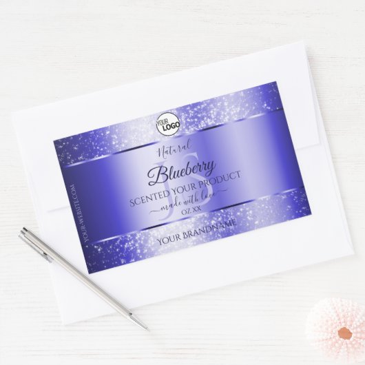 Royal Blue Glitter Product Labels Monogram Logo (Envelop)