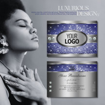 Royal Blue Glitter Sparkle Stars Diamonds en Logo