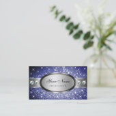 Royal Blue Glitter Sparkle Stars Diamonds Quality Visitekaartje (Staand voorkant)
