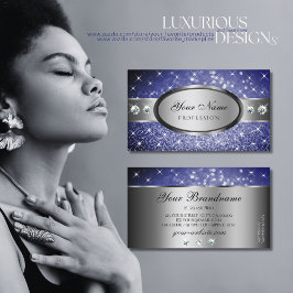 Royal Blue Glitter Sparkle Stars Diamonds Quality Visitekaartje