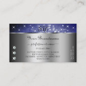 Royal Blue Glitter Sparkle Stars Diamonds Visitekaartje (Achterkant)