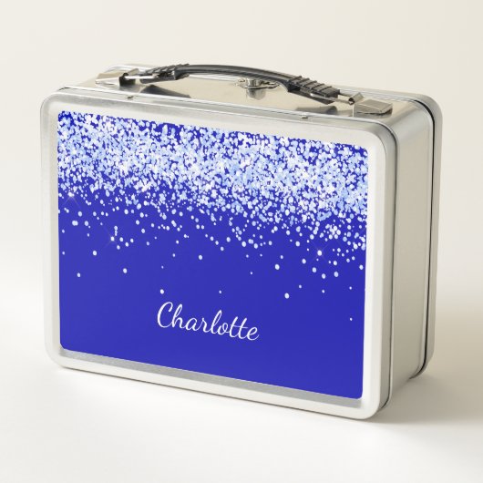 Royal blue glitter sparkles name script (Achterkant)