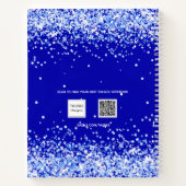 Royal blue glitter sparkles name script notitieboek (Achterkant)