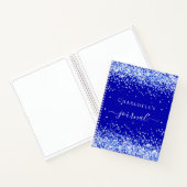 Royal blue glitter sparkles name script notitieboek (Binnen)
