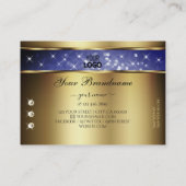 Royal Blue Glitter Stars Diamonds en Logo Gold Visitekaartje (Achterkant)