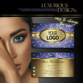 Royal Blue Glitter Stars Diamonds en Logo Gold Visitekaartje