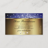Royal Blue Glitter Sterren Diamanten Shimmery Goud Visitekaartje (Achterkant)